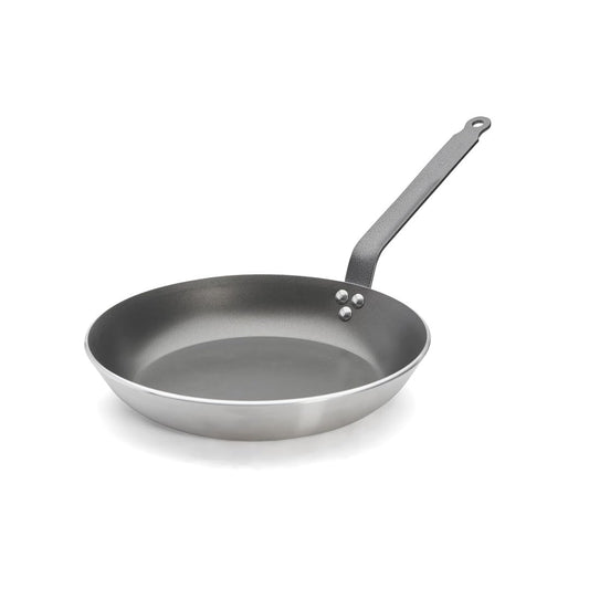 De Buyer 8180.30 'Schock' panna - 30 cm melna alumīnija ar pretpiedeguma pārklājumu un kniedētu tērauda rokturi