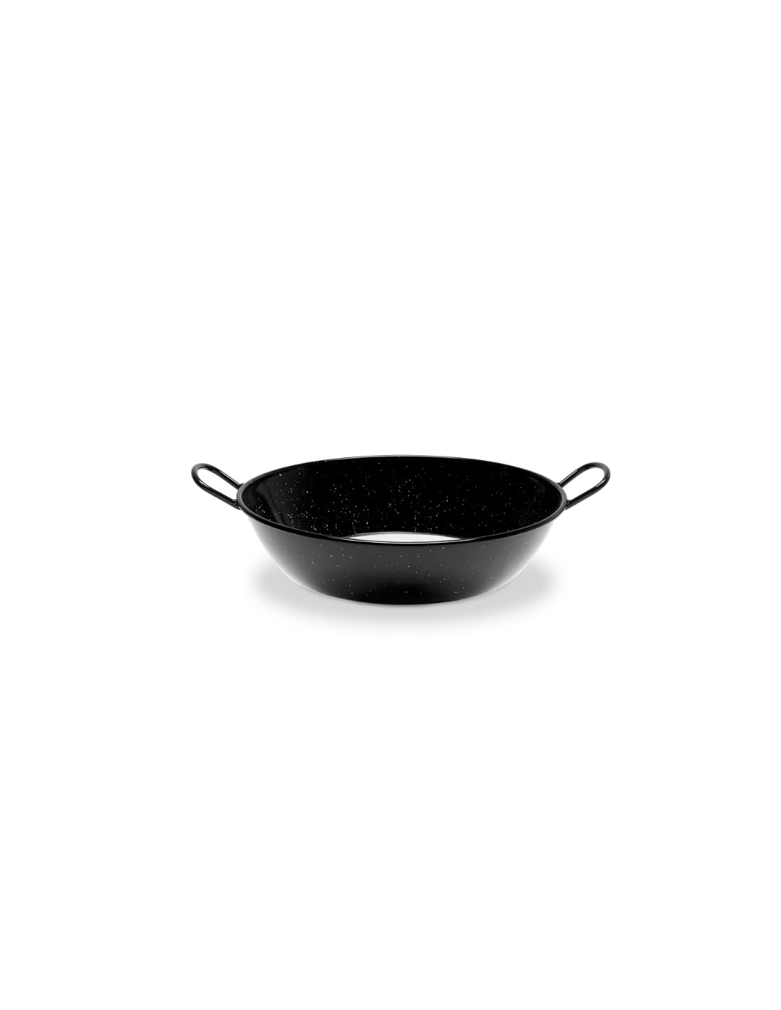 La Valenciana 45 cm emaljēta tērauda panna - melna, divi rokturi, izturīga, ideāla cepšanai un sautēšanai.