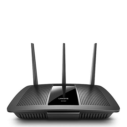 Linksys EA7300 Max-Stream AC1750 Dual-Band Mesh-WiFi 5 WLAN maršrutētājs – ātrs WLAN MU-MIMO interneta maršrutētājs 4K-UHD straumēšanai un spēlēšanai ar 4 Gigabit Ethernet portiem.