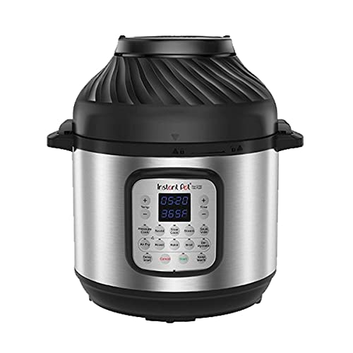 Instant Pot Duo Crisp + Gaisa friteze 11-in-1 elektriskais multicooker 5.7 L - spiedpanna, gaisa friteze, lēnās gatavošanas katls, tvaika katls, dehidrators ar grilu, siltuma uzturēšanas un cepšanas funkcija, nerūsējošais tērauds