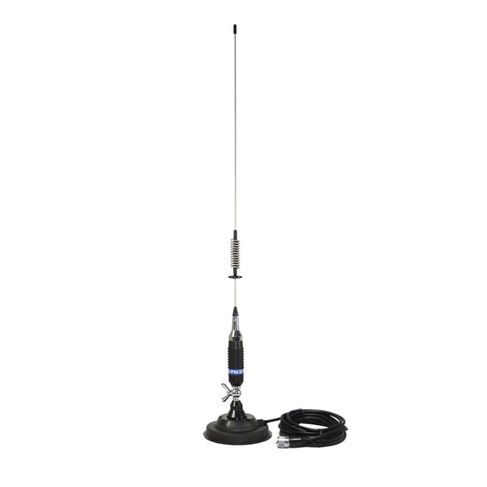 15. CB antena PNI S75 skrūvju tauriņa stiprinājums, 125 mm magnētiskais pamatnes iekļauts, 76 cm, 4 m RG58 kabelis komplektā