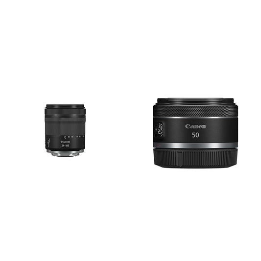 CANON objektīvs RF 24-105mm f/4-7.1 is STM un objektīvs RF 50mm f/1.8 STM
