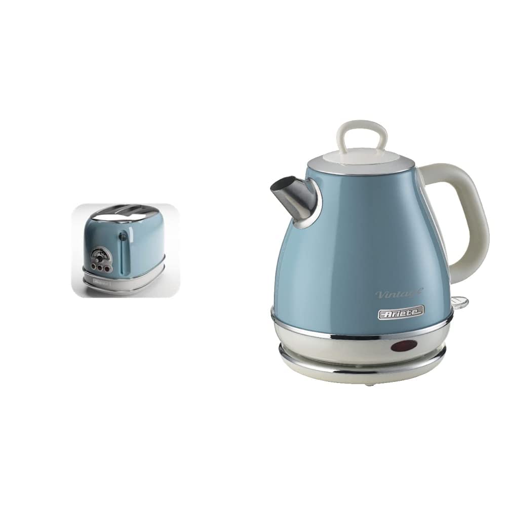 Ariete 155 Vintage tosteris ar 2 šķēlēm un 2868/05 Vintage tējkanna, 1600, lakots metāls, zils