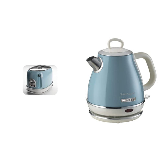 Ariete 155 Vintage tosteris ar 2 šķēlēm un 2868/05 Vintage tējkanna, 1600, lakots metāls, zils