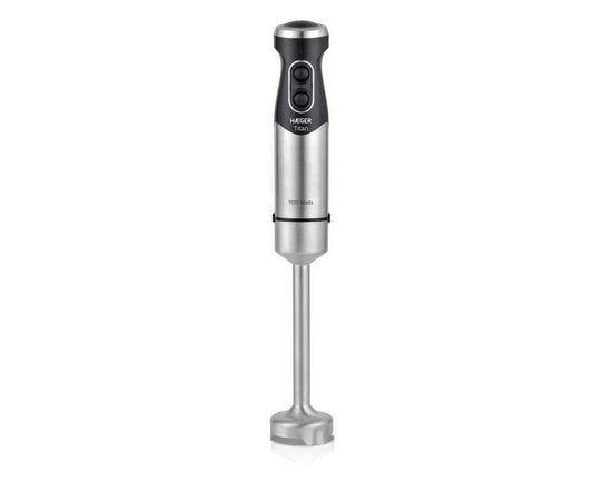 HAEGER TITAN rokas mikseris, 1100 W, 2 slēdži, turbo funkcija, nerūsējošā tērauda kāja 22 cm, titāna asmens 5,4 cm