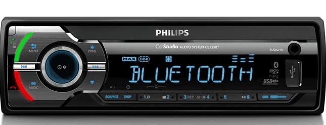 Auto radio Philips CE235BT ar Bluetooth un EDR, brīvroku sistēma, MP3 atskaņotājs, USB/SDHC, ekvalaizers, digitālā auto regulēšana, Plug & Play (FM/AM)
