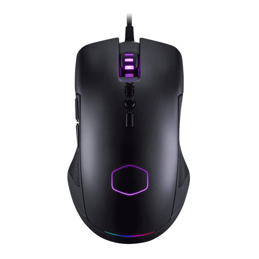 Cooler Master CM310 RGB - 10000 DPI optical sensor, ambidextrous grip, rubberized sides, 8 buttons, matte black.