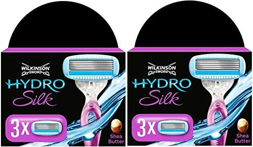 Wilkinson Sword Hydro Silk 2 iepakojums skuvekļa asmeņi, 3 mitrinošas joslas, unisex pieaugušajiem, visiem ādas tipiem