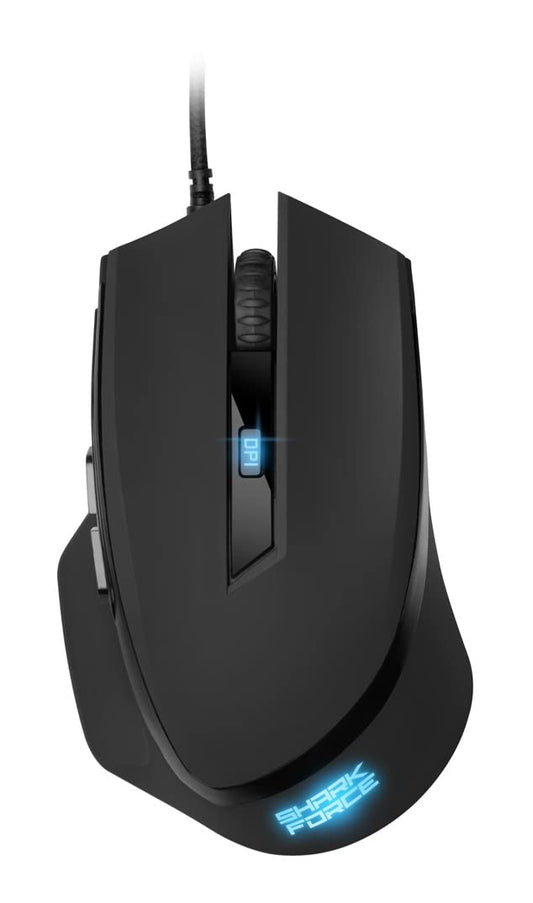 Sharkoon USB Shark Force II - Black gaming mouse with customizable DPI and ergonomic design.