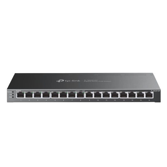 TP-Link SG2016P 16 portu Gigabit viedais pārvaldāmais PoE slēdzis, 8 PoE+ porti līdz 120 W, atbalsta Omada SDN, centralizētu pārvaldību, PoE atjaunošanu, IPv6, QoS, IGMP snooping