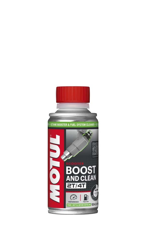 Motul oktānskaitļa palielinātājs un tīrīšanas līdzeklis motorolleriem 2T un 4T, piedeva 100 ml