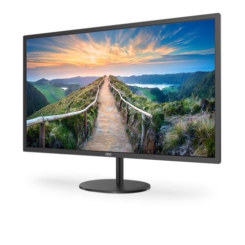 AOC Q32V4 - 32" QHD monitor, 2560x1440 resolution, 75Hz, AdaptiveSync, HDMI, DisplayPort, black design.