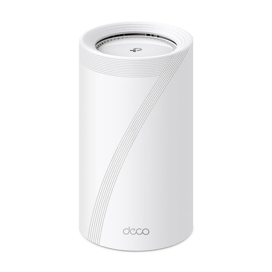 TP-Link Deco BE85 Wi-Fi 7 Mesh WLAN, BE19000 Tri-Band maršrutētājs un repeateris (10 Gbit/s Ethernet/šķiedras ports, 19 Gbps Wi-Fi ātrums, WPA3, 320 MHz kanāli, 6 GHz)