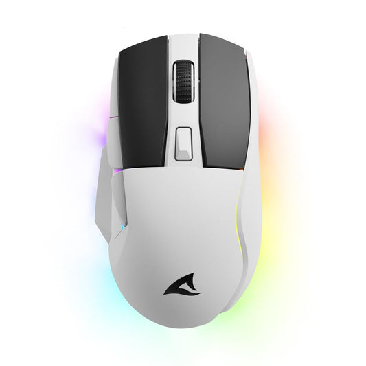 Sharkoon Skiller SGM50W White - Wireless optical gaming mouse, RGB lighting, PBT buttons for durability.