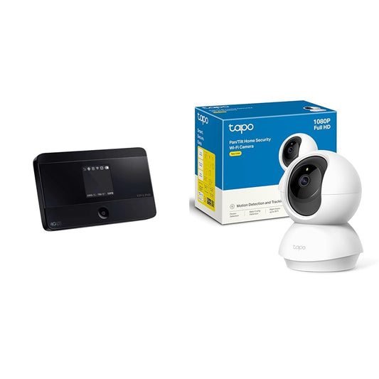 TP-Link M7350 4G LTE mobilais WLAN maršrutētājs komplektā ar TP-Link Tapo C200 WLAN IP kameru uzraudzības kameru, 1080p izšķirtspēja