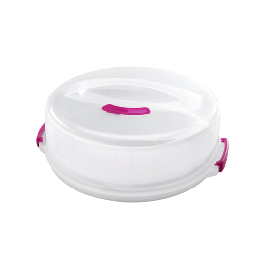 Regulējams tortes trauks Metaltex, polipropilēns, balts caurspīdīgs, ⌀ 30 cm, augstums regulējams no 8 līdz 15 cm
