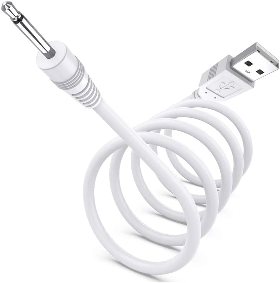 Mriucfy USB adaptera kabelis, rezerves 2,5mm DC spraudņa uzlādes kabelis, rezerves kabelis masieriem, balts