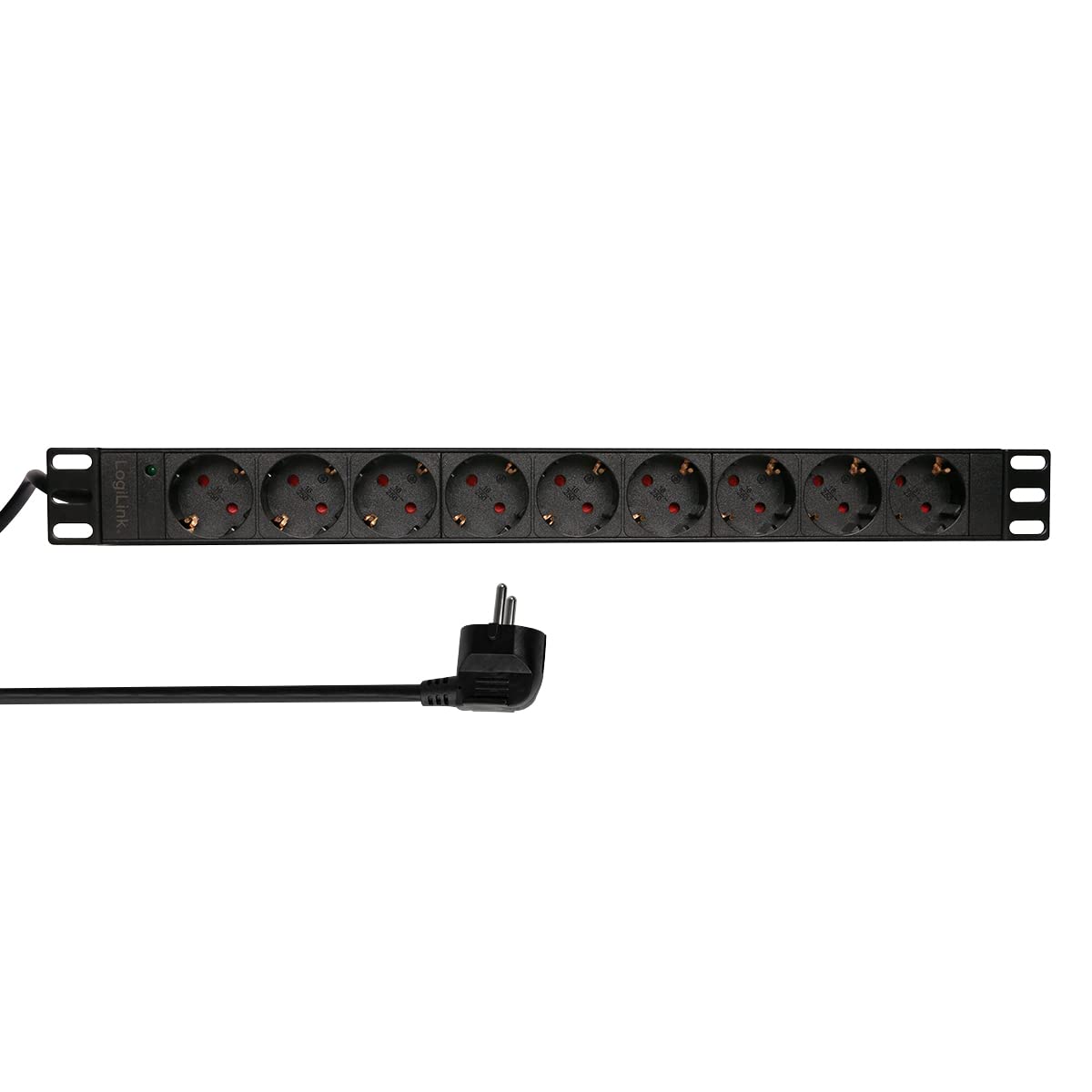 LogiLink Professional PDU9C03 augstas kvalitātes 19" rozetes pagarinātājs 9 ligzdas CEE7/3 (Schutzkontakt) melns