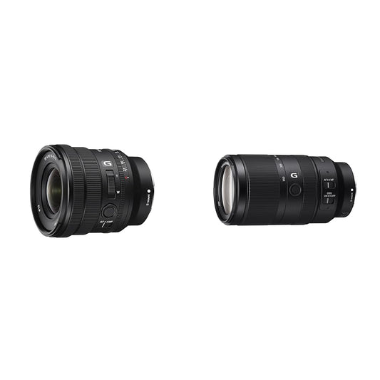 Sony Sony SELP1635G no Sony | FE PZ 16–35 mm F4 G Premium plaša leņķa pilna formāta objektīvs G sērijai ar Powerzoom & E 70-350mm f/4.5-6.3 G OSS | APS-C, super telefoto tālummaiņas objektīvs (SEL70350G)