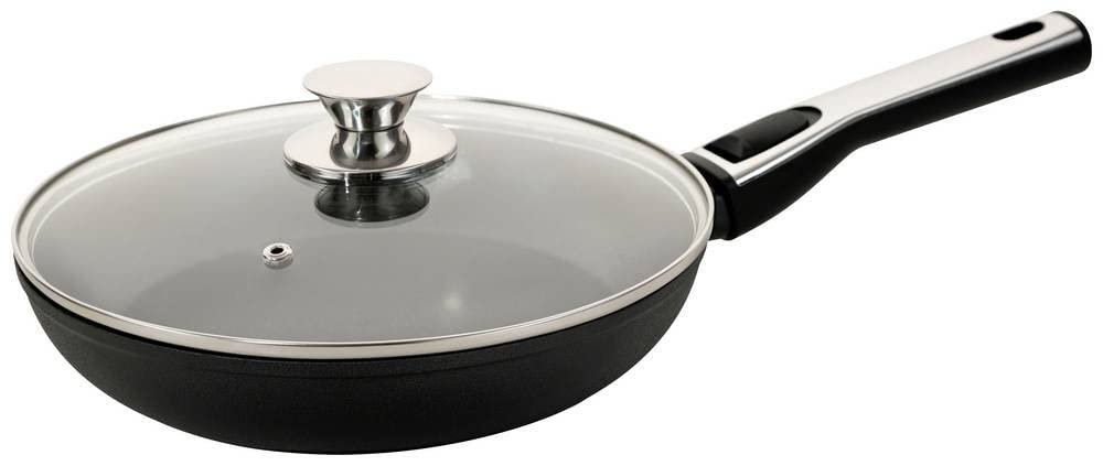 Genius Cerafit Plasma cepamā panna 24cm - keramikas, nelipīgs pārklājums, stikla vāks, noņemams rokturis, indukcijai piemērota.