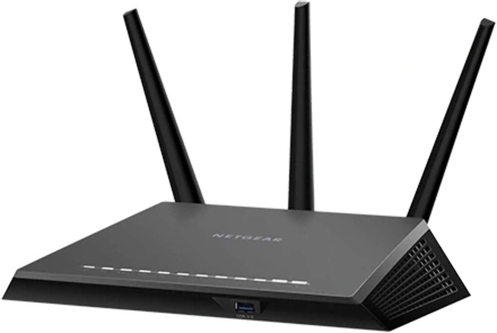 NETGEAR R6400-100UKS (802.11ac) Divjos joslas gigabitu viedais Wi-Fi maršrutētājs (augstas veiktspējas antenas palielina Wi-Fi ātrumu līdz 450 Mbit/s + 1300 Mbit/s) Ātrākais Nighthawk (AC2300 Mbps)