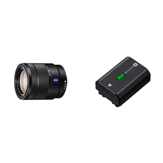 Sony SEL-1670Z Zeiss standarta zoom objektīvs (16-70 mm, F4.0, OSS, APS-C, piemērots A7, ZV-E10, A6000 un Nex sērijām, E-Mount) melns & NPFZ100.CE uzlādējams akumulatora bloks Z sērijai - melns