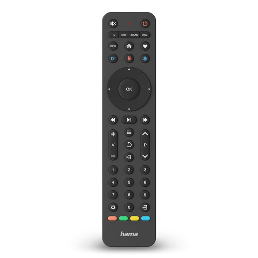 Hama universālā tālvadības pults TV, infrasarkanais, 4 ierīcēm, mācīšanās spēja, lietotņu taustiņi