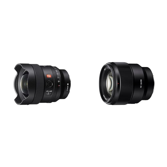 Sony SEL14F18GM | pilna formāta FE 14mm F1.8 GM & SEL-85F18 portreta objektīvs (fiksētā fokusa attālums, 85 mm, F1.8, pilna formāta, piemērots A7, ZV-E10, A6000 un Nex sērijām, E-Mount) melns