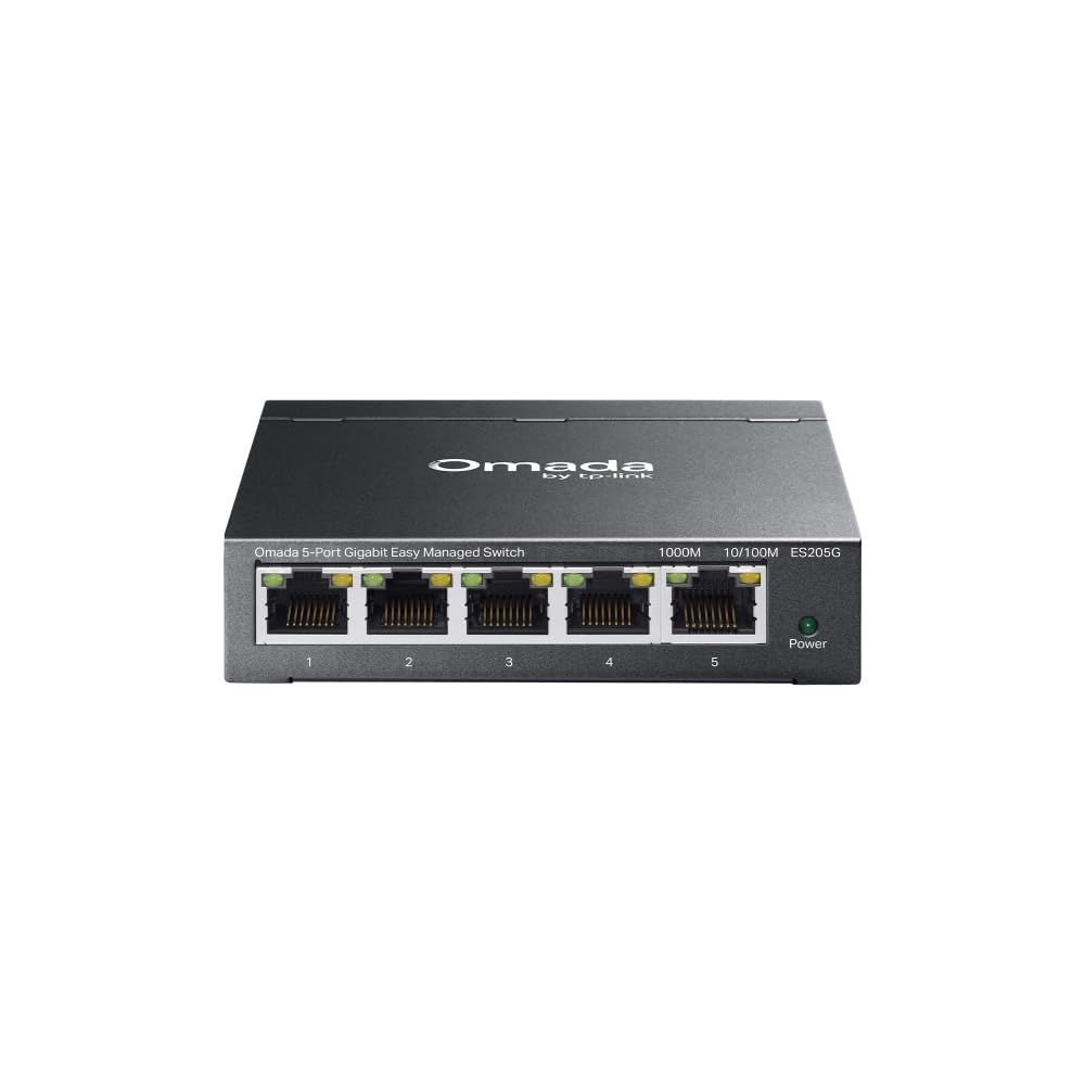 TP-Link Omada ES205G 5 portu gigabitu viegli pārvaldāms slēdzis, Plug & Play, metāla korpuss ar bezventilatora, klusu dizainu, portu izolācija, VLAN, IGMP-Snooping, centrālā mākoņpārvaldība