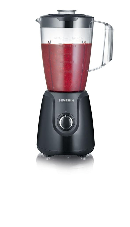 SEVERIN stacionārais mikseris - 1,5 L Tritan trauks, 2 ātrumi, pulsa funkcija, 600 W, melns, nerūsējošā tērauda asmens