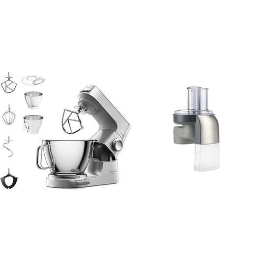 Kenwood Titanium Chef Baker KVC85.004SI virtuves mašīna ar integrētu svaru un šķēlīšu iekārtu AT340, piederumi Kenwood virtuves mašīnām