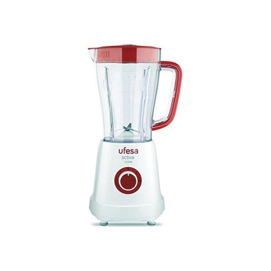 Ufesa BS4707 Activa rokas mikseris ar logu traukā un dozēšanas vāciņu, 500 W, 1,5 litri, plastmasa, 3 ātrumi, balts/sarkans