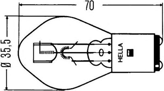 HELLA 8GD 002 084-251 spuldze - S2 - Heavy Duty - 24V - 45/40W - Pamatnes izpildījums: BA20d - Kaste - Daudzums: 1