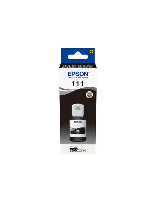 Epson EcoTank 111 - Black pigment ink bottle for high-quality printing and cost-effective refills.