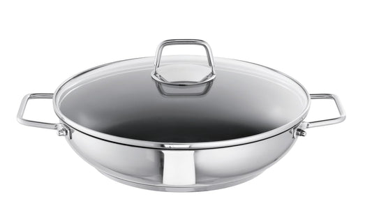 Schulte-Ufer Wega sauté pan - 28 cm, stainless steel, silver, non-stick coating, ideal for cooking and frying.