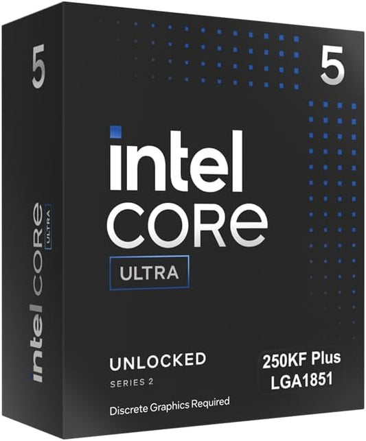Intel® Core™ Ultra 5 procesors 250KF Plus, 18 kodoli (6 P-kodoli + 12 E-kodoli), līdz 5,3 GHz