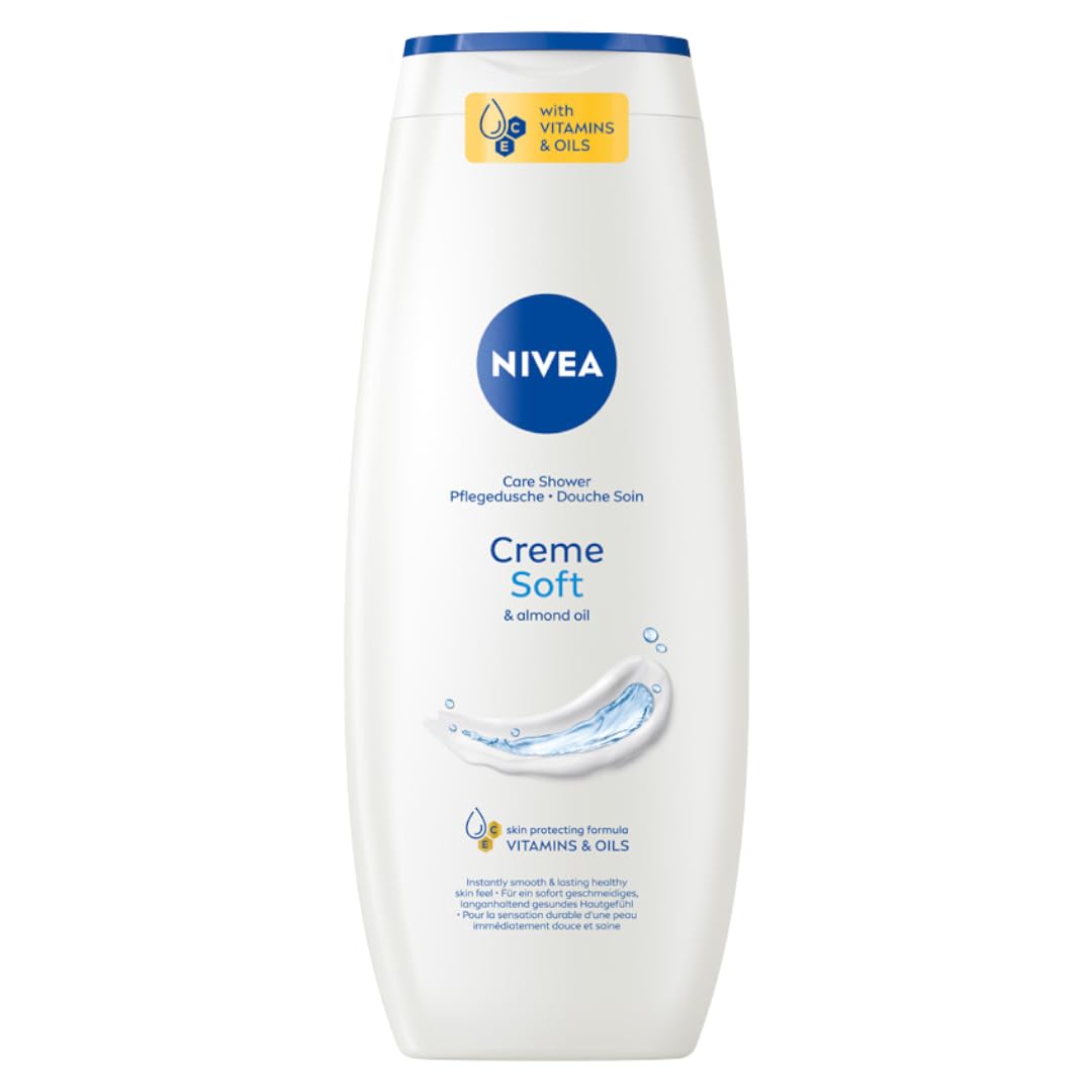Dušas želeja NIVEA Creme Soft 500 ml, maigi smaržojoša krēmveida dušas želeja ar mandeļu eļļu