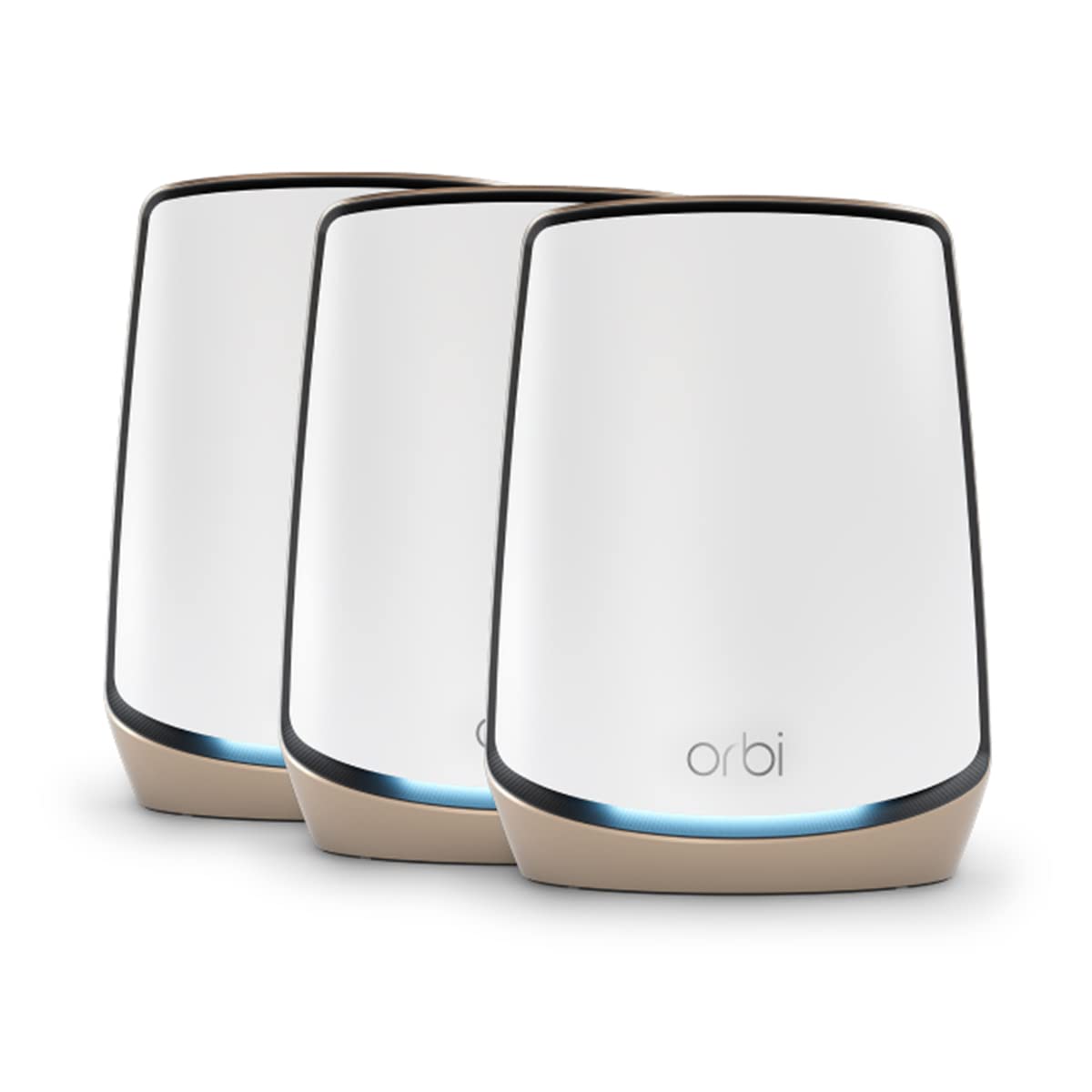 NETGEAR Orbi WiFi 6 Mesh WLAN sistēma (RBK863S) | Trīsbanda Mesh, maršrutētājs ar 2 satelītu atkārtotājiem, pārklājums līdz 540 m² un 100 ierīcēm, Armor abonements, AX6000 (līdz 6 GBit/s)
