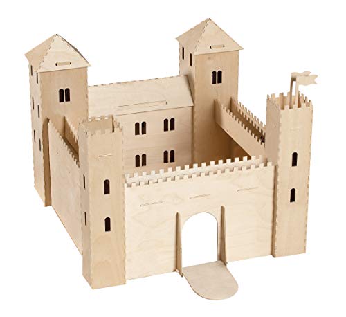 Pebaro 887 koka konstrukcijas komplekts - bruņinieku pils 3D puzle, iepriekš izgriezta koka plāksne, lielisks rokdarbs.