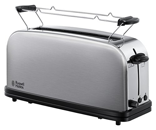 Russell Hobbs tosteris [garš slots 2 šķēlēm / 1 platai maizes šķēlei] Adventure nerūsējošais tērauds (papildu plats tosta slots, ieskaitot maizīšu uzgali, 6 brūnināšanas līmeņi + atkausēšanas funkcija, 1000W) 21396-56