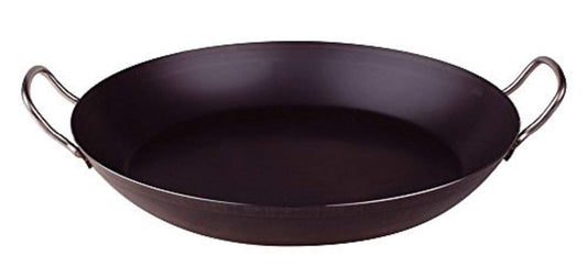 Pentole Agnelli paeljas panna - dzelzs, 2 nerūsējošā tērauda rokturi, melna, 42 cm, ideāla vārīšanai un cepšanai.