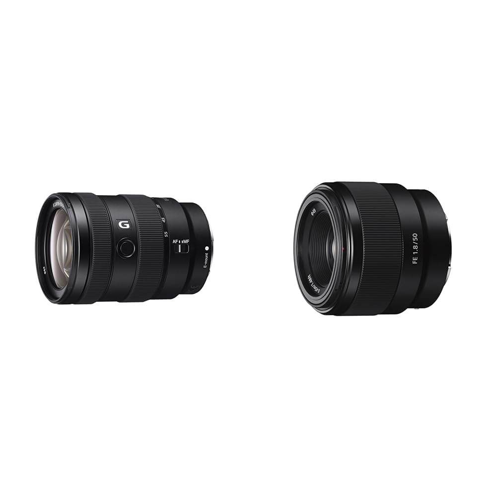 Sony E 16-55mm f/2.8 G | APS-C & SEL-50F18F standarta objektīvs (fiksētā fokusa, 50 mm, F1.8, pilna formāta, piemērots A7, A6000, A5100, A5000 un Nex sērijām, E-montāža) melns