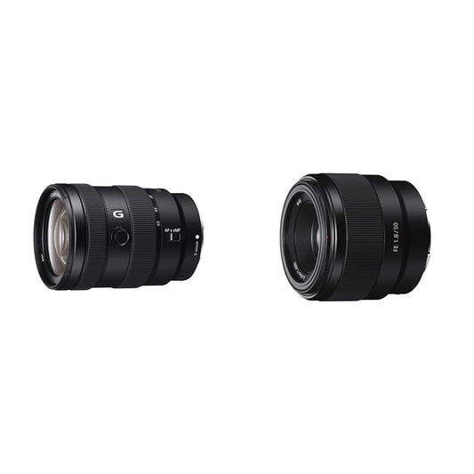 Sony E 16-55mm f/2.8 G | APS-C & SEL-50F18F standarta objektīvs (fiksētā fokusa, 50 mm, F1.8, pilna formāta, piemērots A7, A6000, A5100, A5000 un Nex sērijām, E-montāža) melns