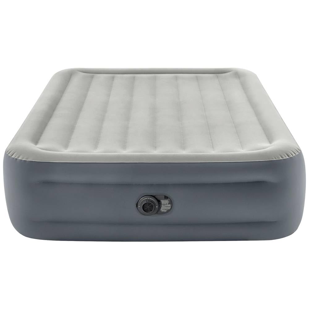 Piepūšamā gulta INTEX DuraBeam PillowRest 2 personām, 152x203x25 cm, ar galvgali un elektrisko pumpi
