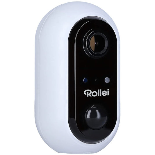 Rollei uzraudzības kamera bezvadu drošības kamera 1080p, bezvadu uzraudzības kamera ar Full-HD izšķirtspēju un lietotnes vadību. Aizsargāta pēc IP64.