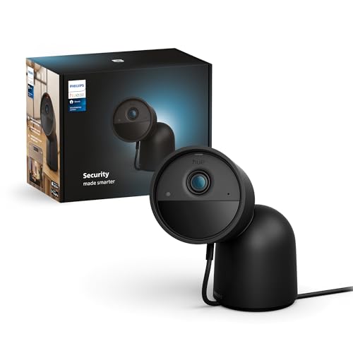 Philips Hue Secure vadu viedā mājas uzraudzības kamera ar statīvu, Full HD video, iekštelpām vai ārpus tām, viedā mājas drošība un apgaismojuma kontrole, izmantojot lietotni, melna.