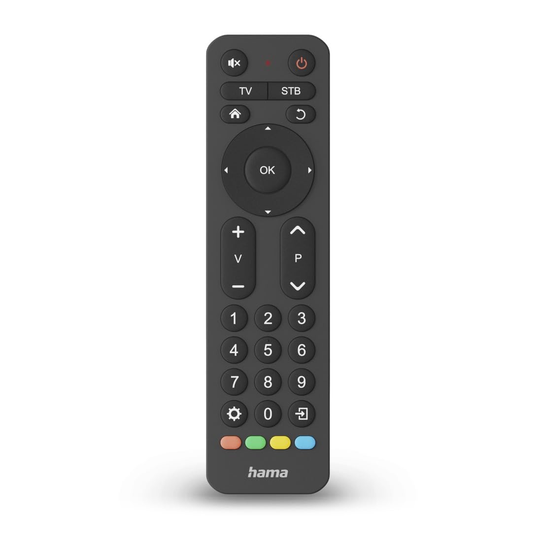 Hama universālā tālvadības pults TV, diviem ierīcēm, lielas pogas (infrasarkanais, mācīšanās spēja, izgaismotas pogas, iepriekš ieprogrammēta, ideāli piemērota, piemēram, TV, videomagnetofonam, uztvērējam, 10m darbības attālums) melna