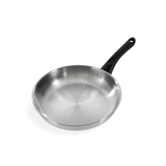 BK Cookware Bold 24cm Stainless Steel Frying Pan - Induction compatible, matte finish, Stay Cool handle, dishwasher safe, silver.