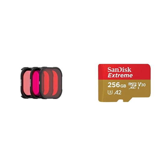 PolarPro - DiveMaster - GoPro Hero 9 un 10, zelta (H9-1016) un SanDisk Extreme microSDXC UHS-I atmiņas karte 256 GB + adapteris