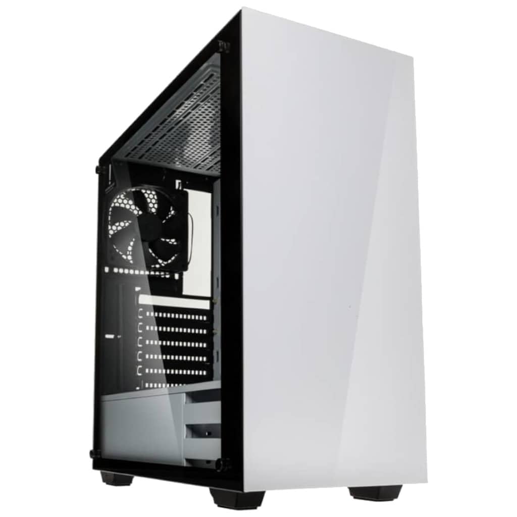 KOLINK Stronghold Midi-Tower Mini-ITX līdz E-ATX, datora korpuss ar sānu logu, rūdīta stikla datorkorpuss, datoru korpuss ar ventilatoru, balts, Stronghold White